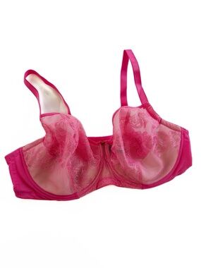 Natori Bra Womens 40DD Pink Lace Unlined Underwire Balconette